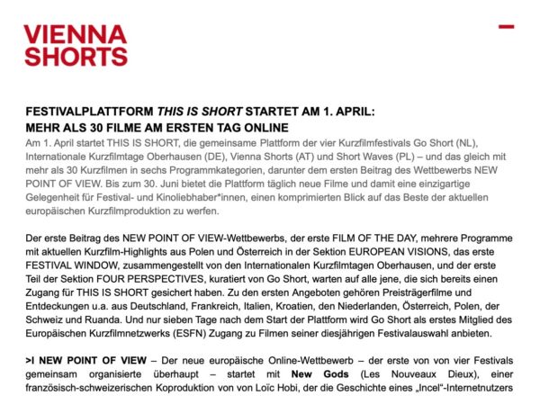 PA FESTIVALPLATTFORM THIS IS SHORT STARTET AM 1 APRIL