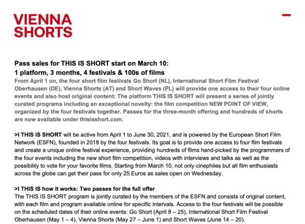 PA Pass sales for THIS IS SHORT start on March 10